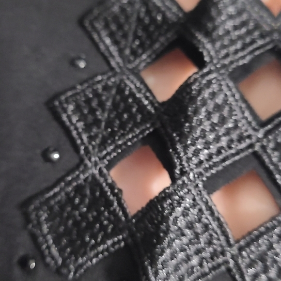 TRÏBE Solid Black Rhinestone Detail Leggings ankle cutouts elastic waist Med NWT - Picture 4 of 7